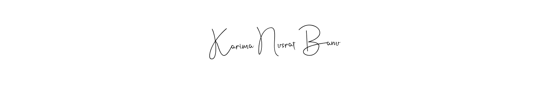 It looks lik you need a new signature style for name Karima Nusrat Banu. Design unique handwritten (Andilay-7BmLP) signature with our free signature maker in just a few clicks. Karima Nusrat Banu signature style 4 images and pictures png