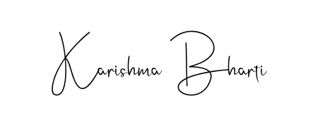 Create a personalized artistic stamp with Karishma Bharti in Andilay-7BmLP font. Perfect for visual artists, designers, and influencers. Karishma Bharti signature style 4 images and pictures png