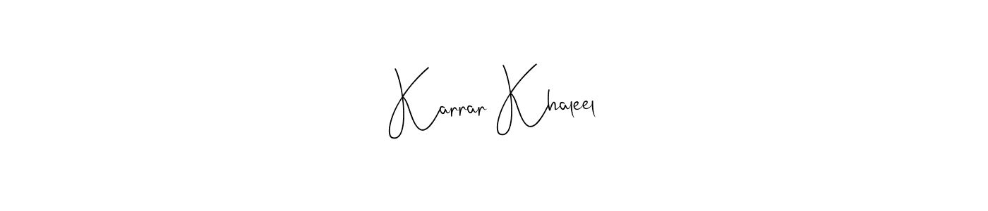 See photos of Karrar Khaleel official signature by Spectra . Check more albums & portfolios. Read reviews & check more about Andilay-7BmLP font. Karrar Khaleel signature style 4 images and pictures png