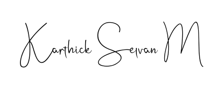 A classic penmanship look for Karthick Selvan M. The Andilay-7BmLP font brings timeless elegance and confidence to every signed document. Karthick Selvan M signature style 4 images and pictures png