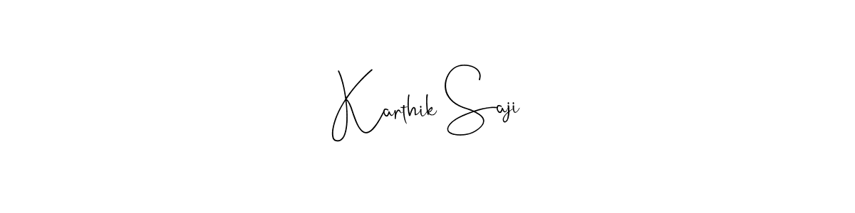 if you are searching for the best signature style for your name Karthik Saji. so please give up your signature search. here we have designed multiple signature styles  using Andilay-7BmLP. Karthik Saji signature style 4 images and pictures png