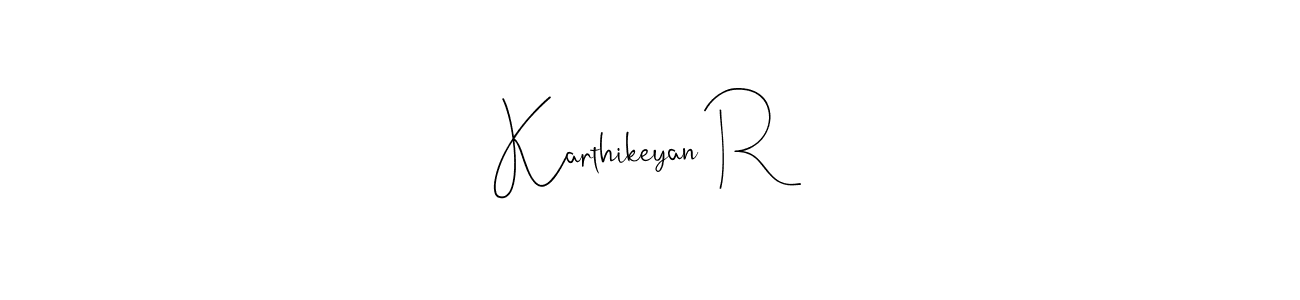 Make a beautiful signature design for name Karthikeyan R. With this signature (Andilay-7BmLP) style, you can create a handwritten signature for free. Karthikeyan R signature style 4 images and pictures png