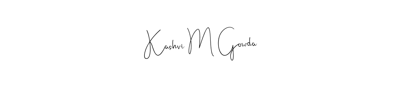 How to make Kashvi M Gowda name signature. Use Andilay-7BmLP style for creating short signs online. This is the latest handwritten sign. Kashvi M Gowda signature style 4 images and pictures png