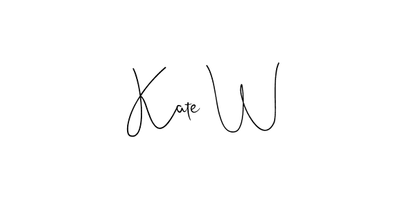 How to make Kate W name signature. Use Andilay-7BmLP style for creating short signs online. This is the latest handwritten sign. Kate W signature style 4 images and pictures png