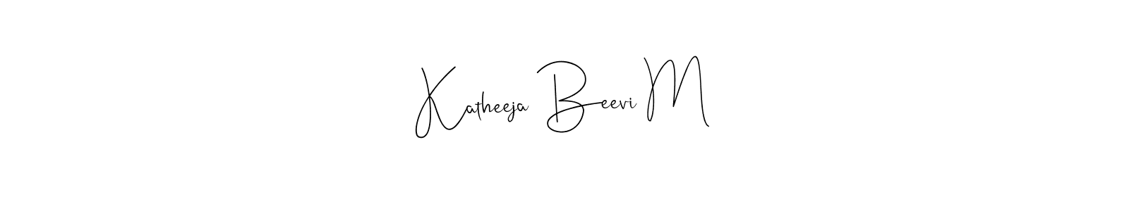 Andilay-7BmLP is a professional signature style that is perfect for those who want to add a touch of class to their signature. It is also a great choice for those who want to make their signature more unique. Get Katheeja Beevi M name to fancy signature for free. Katheeja Beevi M signature style 4 images and pictures png