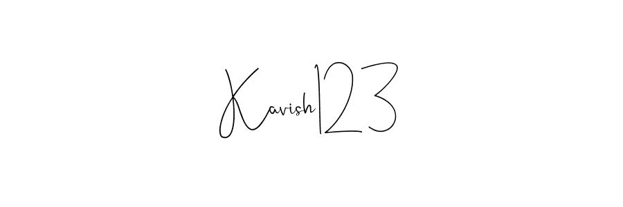 How to make Kavish123 name signature. Use Andilay-7BmLP style for creating short signs online. This is the latest handwritten sign. Kavish123 signature style 4 images and pictures png