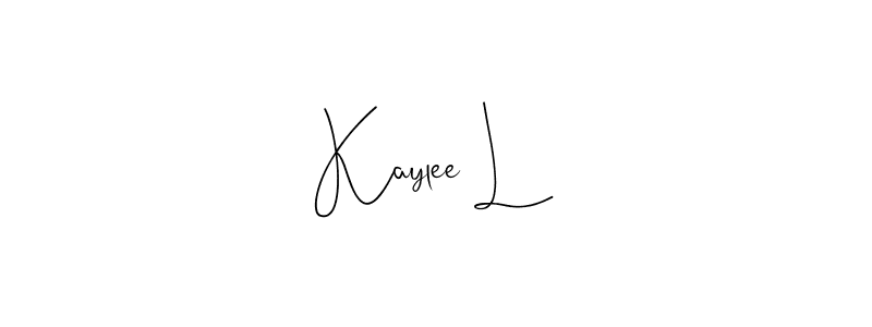 How to make Kaylee L name signature. Use Andilay-7BmLP style for creating short signs online. This is the latest handwritten sign. Kaylee L signature style 4 images and pictures png