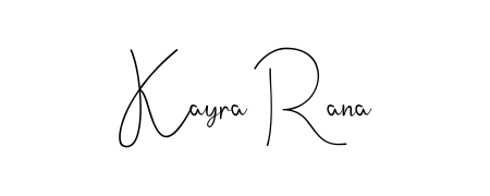 A sleek calligraphic signature for name Kayra Rana utilizing Andilay-7BmLP styling. Great for adding personal signatures to photos and art. Kayra Rana signature style 4 images and pictures png