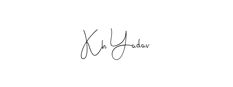 if you are searching for the best signature style for your name Kh Yadav. so please give up your signature search. here we have designed multiple signature styles  using Andilay-7BmLP. Kh Yadav signature style 4 images and pictures png
