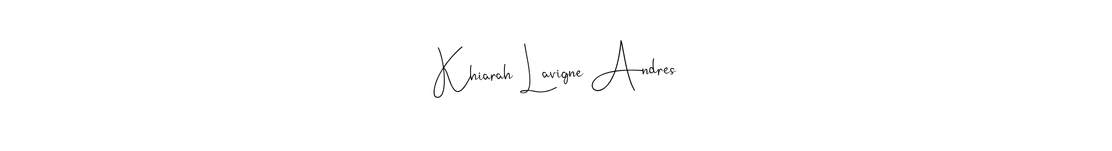 This is the best signature style for the Khiarah Lavigne Andres name. Also you like these signature font (Andilay-7BmLP). Mix name signature. Khiarah Lavigne Andres signature style 4 images and pictures png