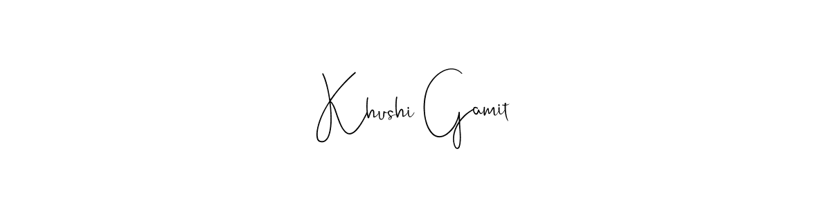 Khushi Gamit stylish signature style. Best Handwritten Sign (Andilay-7BmLP) for my name. Handwritten Signature Collection Ideas for my name Khushi Gamit. Khushi Gamit signature style 4 images and pictures png