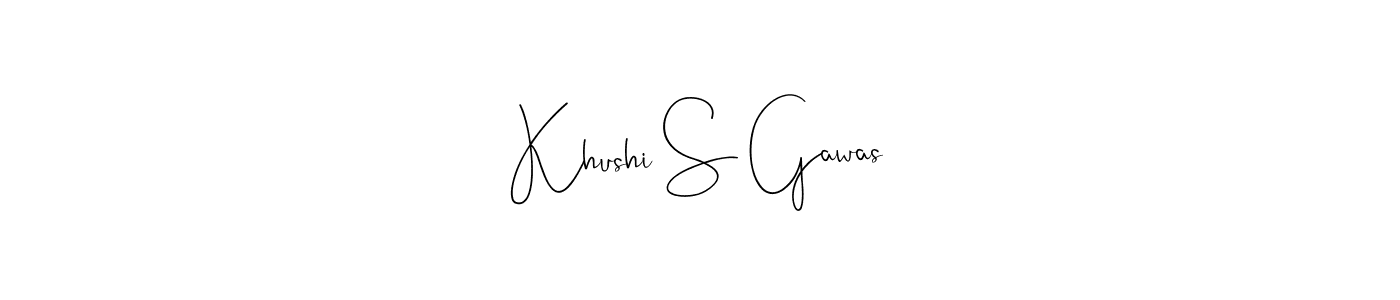 Create a beautiful signature design for name Khushi S Gawas. With this signature (Andilay-7BmLP) fonts, you can make a handwritten signature for free. Khushi S Gawas signature style 4 images and pictures png