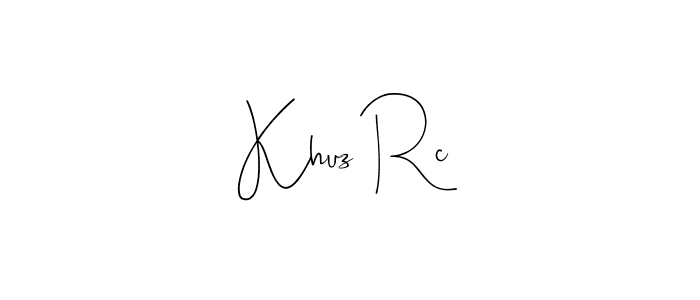 if you are searching for the best signature style for your name Khuz Rc. so please give up your signature search. here we have designed multiple signature styles  using Andilay-7BmLP. Khuz Rc signature style 4 images and pictures png