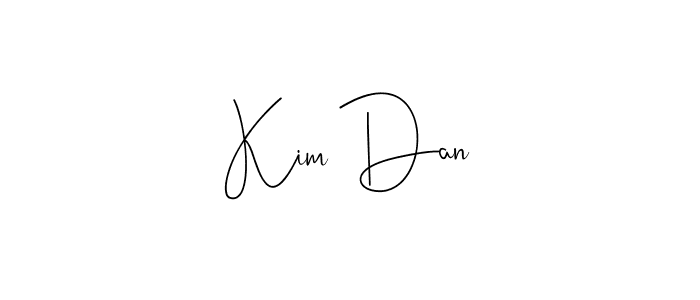 if you are searching for the best signature style for your name Kim Dan. so please give up your signature search. here we have designed multiple signature styles  using Andilay-7BmLP. Kim Dan signature style 4 images and pictures png