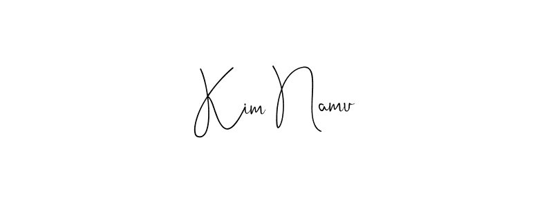 if you are searching for the best signature style for your name Kim Namu. so please give up your signature search. here we have designed multiple signature styles  using Andilay-7BmLP. Kim Namu signature style 4 images and pictures png