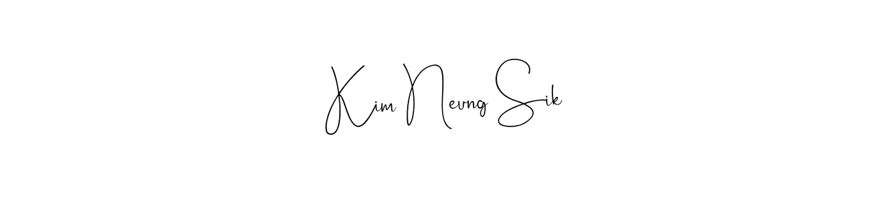 You should practise on your own different ways (Andilay-7BmLP) to write your name (Kim Neung Sik) in signature. don't let someone else do it for you. Kim Neung Sik signature style 4 images and pictures png