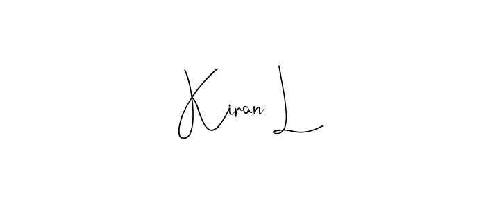 Andilay-7BmLP is a professional signature style that is perfect for those who want to add a touch of class to their signature. It is also a great choice for those who want to make their signature more unique. Get Kiran L name to fancy signature for free. Kiran L signature style 4 images and pictures png