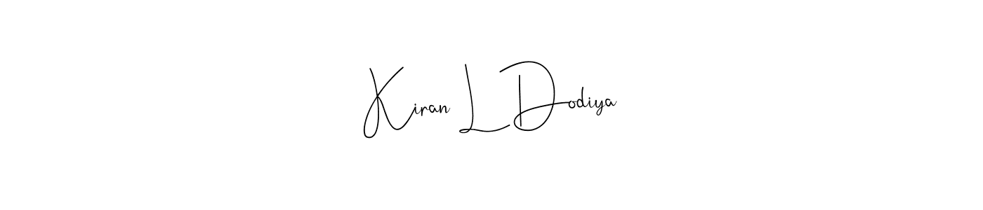 This is the best signature style for the Kiran L Dodiya name. Also you like these signature font (Andilay-7BmLP). Mix name signature. Kiran L Dodiya signature style 4 images and pictures png