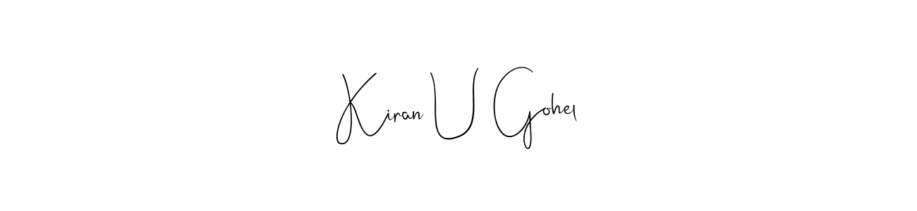 The best way (Andilay-7BmLP) to make a short signature is to pick only two or three words in your name. The name Kiran U Gohel include a total of six letters. For converting this name. Kiran U Gohel signature style 4 images and pictures png