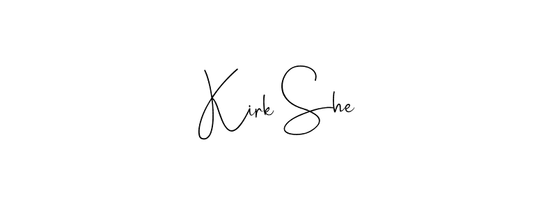 You can use this online signature creator to create a handwritten signature for the name Kirk She. This is the best online autograph maker. Kirk She signature style 4 images and pictures png