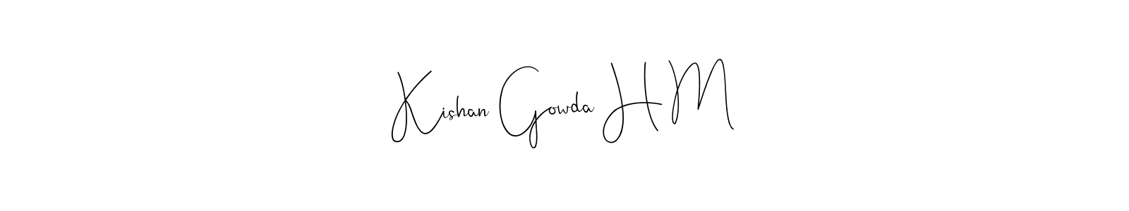 You should practise on your own different ways (Andilay-7BmLP) to write your name (Kishan Gowda H M) in signature. don't let someone else do it for you. Kishan Gowda H M signature style 4 images and pictures png