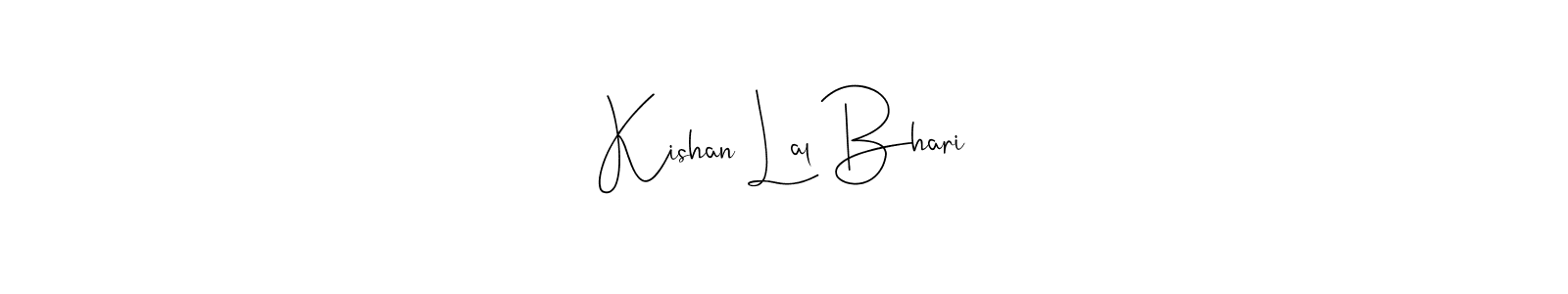 How to make Kishan Lal Bhari name signature. Use Andilay-7BmLP style for creating short signs online. This is the latest handwritten sign. Kishan Lal Bhari signature style 4 images and pictures png