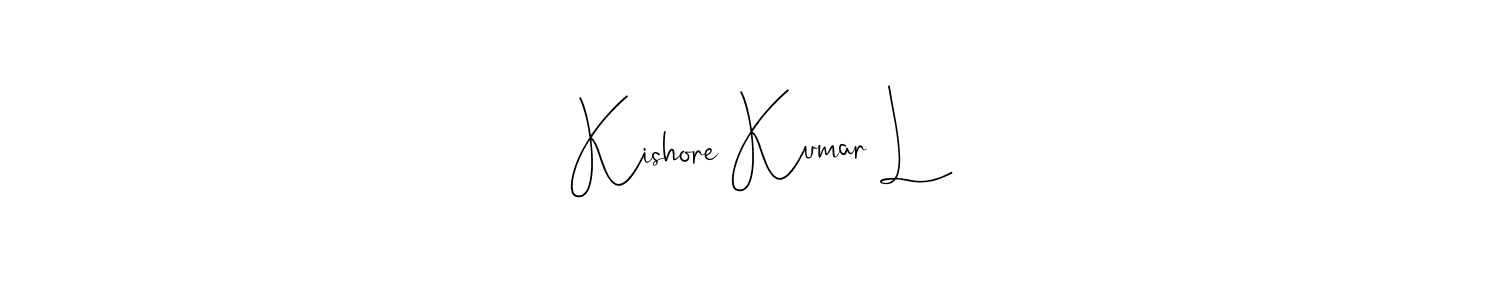 This is the best signature style for the Kishore Kumar L name. Also you like these signature font (Andilay-7BmLP). Mix name signature. Kishore Kumar L signature style 4 images and pictures png