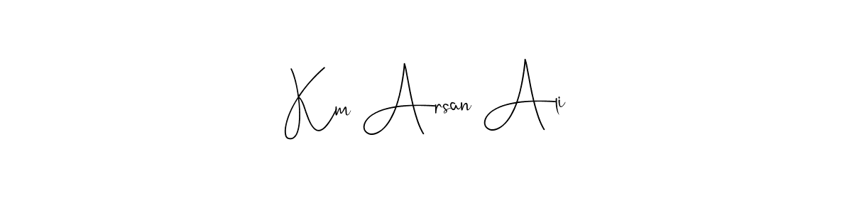 You should practise on your own different ways (Andilay-7BmLP) to write your name (Km Arsan Ali) in signature. don't let someone else do it for you. Km Arsan Ali signature style 4 images and pictures png