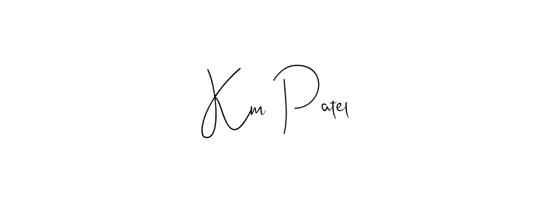 if you are searching for the best signature style for your name Km Patel. so please give up your signature search. here we have designed multiple signature styles  using Andilay-7BmLP. Km Patel signature style 4 images and pictures png