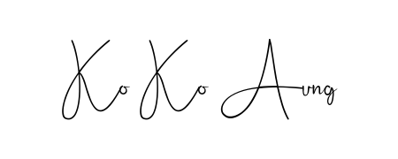 Try this chic Ko Ko Aung handwritten sign style. Using Andilay-7BmLP font elements, it gives your name a sleek, memorable identity. Ko Ko Aung signature style 4 images and pictures png