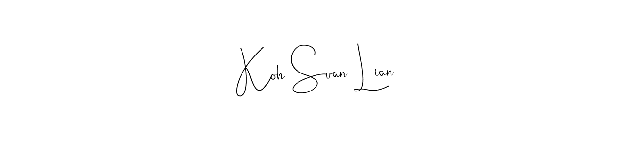 Andilay-7BmLP is a professional signature style that is perfect for those who want to add a touch of class to their signature. It is also a great choice for those who want to make their signature more unique. Get Koh Suan Lian name to fancy signature for free. Koh Suan Lian signature style 4 images and pictures png