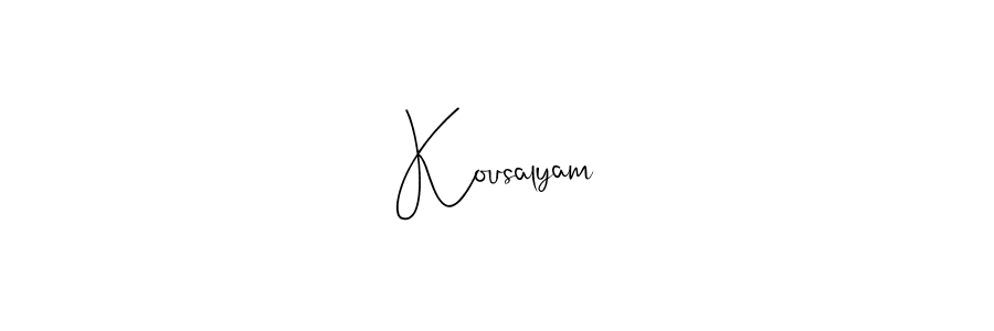 Use a signature maker to create a handwritten signature online. With this signature software, you can design (Andilay-7BmLP) your own signature for name Kousalyam. Kousalyam signature style 4 images and pictures png