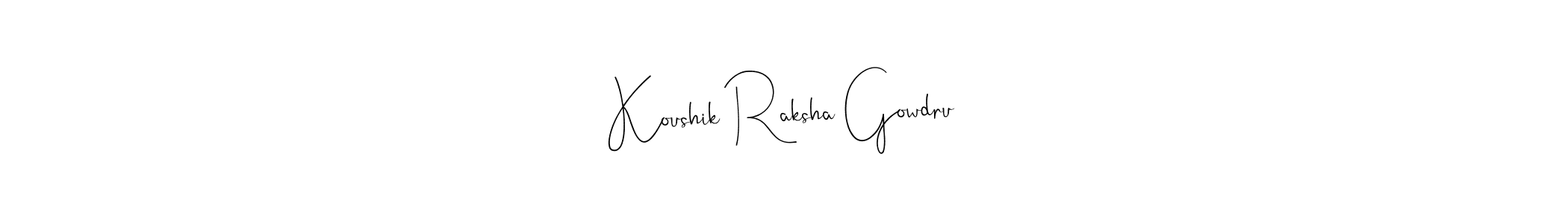 This is the best signature style for the Koushik Raksha Gowdru name. Also you like these signature font (Andilay-7BmLP). Mix name signature. Koushik Raksha Gowdru signature style 4 images and pictures png
