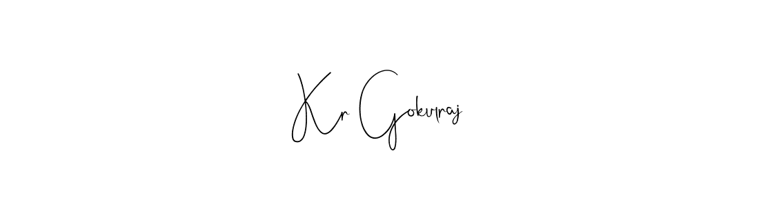 How to make Kr Gokulraj signature? Andilay-7BmLP is a professional autograph style. Create handwritten signature for Kr Gokulraj name. Kr Gokulraj signature style 4 images and pictures png