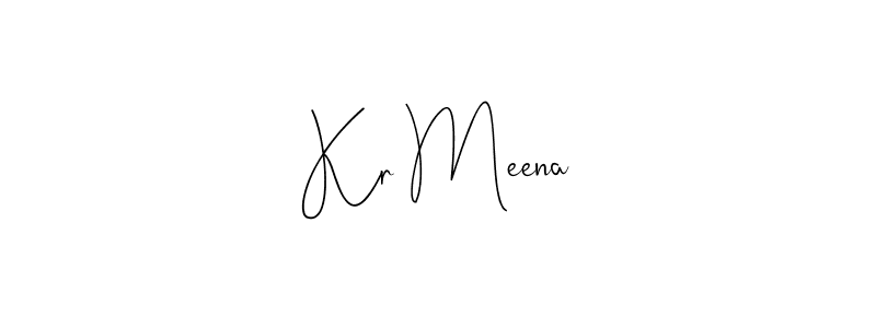 if you are searching for the best signature style for your name Kr Meena. so please give up your signature search. here we have designed multiple signature styles  using Andilay-7BmLP. Kr Meena signature style 4 images and pictures png
