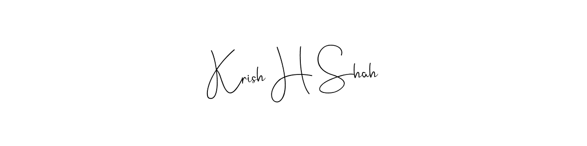 The best way (Andilay-7BmLP) to make a short signature is to pick only two or three words in your name. The name Krish H Shah include a total of six letters. For converting this name. Krish H Shah signature style 4 images and pictures png