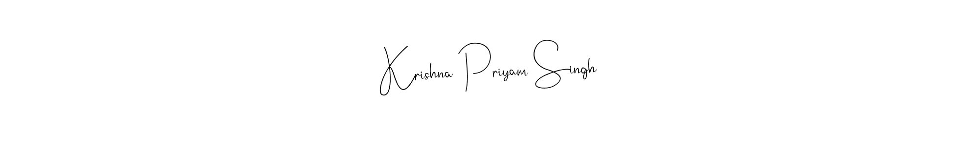 How to make Krishna Priyam Singh name signature. Use Andilay-7BmLP style for creating short signs online. This is the latest handwritten sign. Krishna Priyam Singh signature style 4 images and pictures png