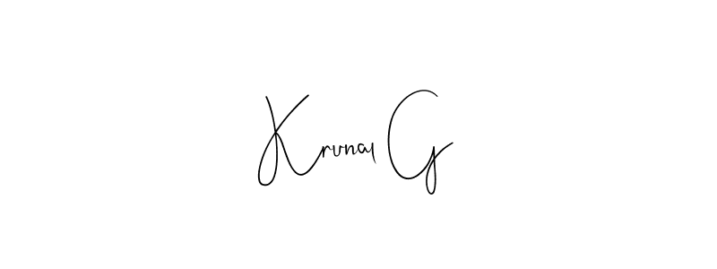 Create a beautiful signature design for name Krunal G. With this signature (Andilay-7BmLP) fonts, you can make a handwritten signature for free. Krunal G signature style 4 images and pictures png