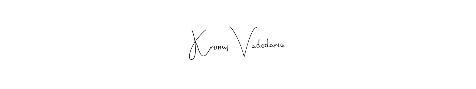 Andilay-7BmLP is a professional signature style that is perfect for those who want to add a touch of class to their signature. It is also a great choice for those who want to make their signature more unique. Get Krunal Vadodaria name to fancy signature for free. Krunal Vadodaria signature style 4 images and pictures png
