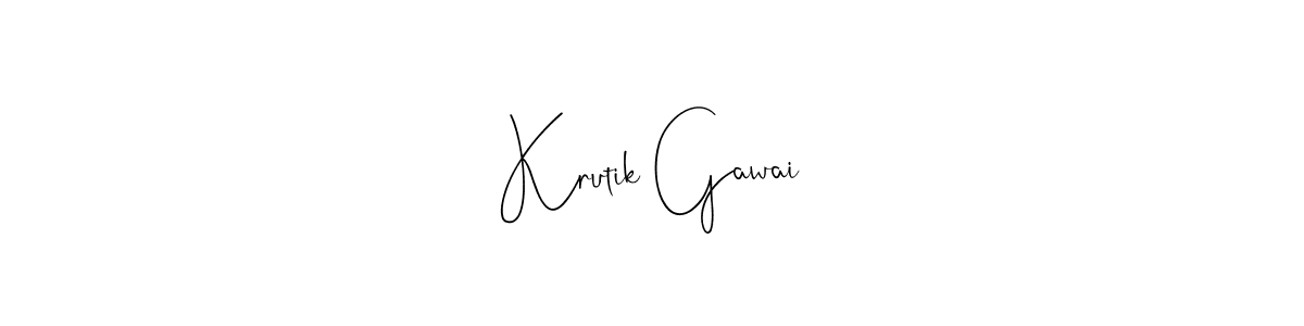 Design your own signature with our free online signature maker. With this signature software, you can create a handwritten (Andilay-7BmLP) signature for name Krutik Gawai. Krutik Gawai signature style 4 images and pictures png