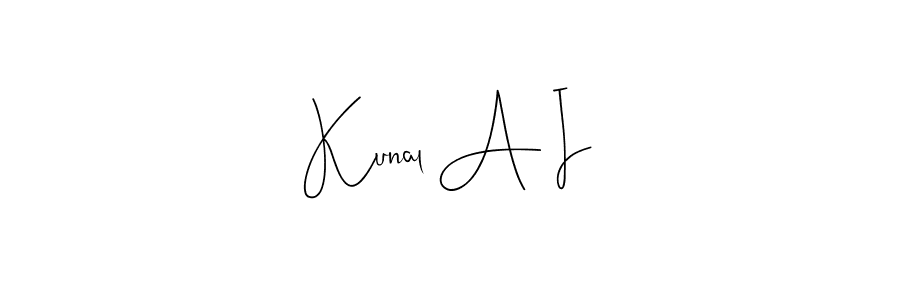 Also You can easily find your signature by using the search form. We will create Kunal A I name handwritten signature images for you free of cost using Andilay-7BmLP sign style. Kunal A I signature style 4 images and pictures png