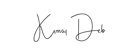 How to make Kunal Deb name signature. Use Andilay-7BmLP style for creating short signs online. This is the latest handwritten sign. Kunal Deb signature style 4 images and pictures png