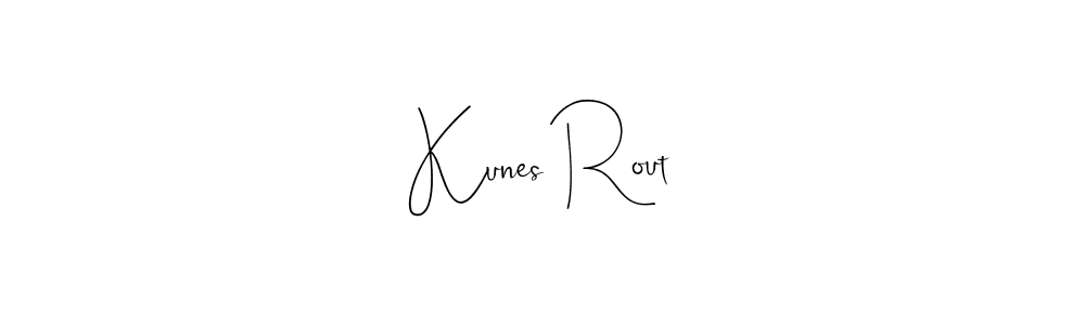 How to make Kunes Rout name signature. Use Andilay-7BmLP style for creating short signs online. This is the latest handwritten sign. Kunes Rout signature style 4 images and pictures png