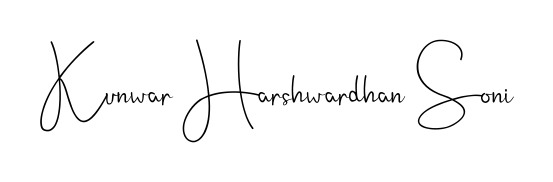 The Andilay-7BmLP typeface gives name Kunwar Harshwardhan Soni a refined look. Suitable for certificates, diplomas, and official verification. Kunwar Harshwardhan Soni signature style 4 images and pictures png