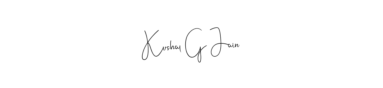 This is the best signature style for the Kushal G Jain name. Also you like these signature font (Andilay-7BmLP). Mix name signature. Kushal G Jain signature style 4 images and pictures png