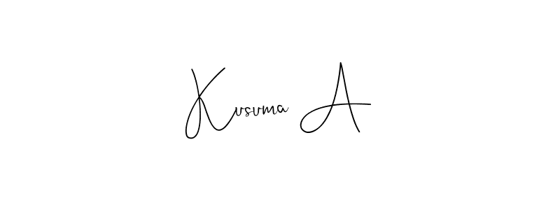 Also You can easily find your signature by using the search form. We will create Kusuma A name handwritten signature images for you free of cost using Andilay-7BmLP sign style. Kusuma A signature style 4 images and pictures png