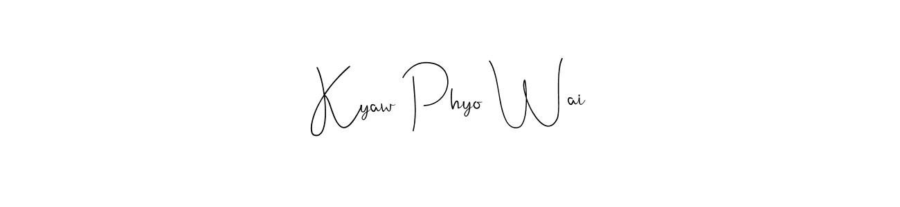 How to make Kyaw Phyo Wai name signature. Use Andilay-7BmLP style for creating short signs online. This is the latest handwritten sign. Kyaw Phyo Wai signature style 4 images and pictures png