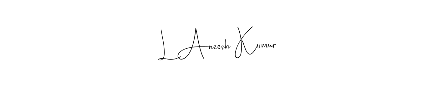 The best way (Andilay-7BmLP) to make a short signature is to pick only two or three words in your name. The name L Aneesh Kumar include a total of six letters. For converting this name. L Aneesh Kumar signature style 4 images and pictures png