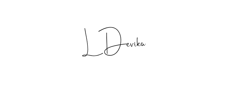 You should practise on your own different ways (Andilay-7BmLP) to write your name (L Devika) in signature. don't let someone else do it for you. L Devika signature style 4 images and pictures png