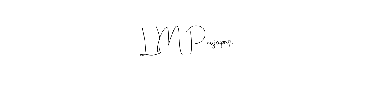 if you are searching for the best signature style for your name L M Prajapati. so please give up your signature search. here we have designed multiple signature styles  using Andilay-7BmLP. L M Prajapati signature style 4 images and pictures png